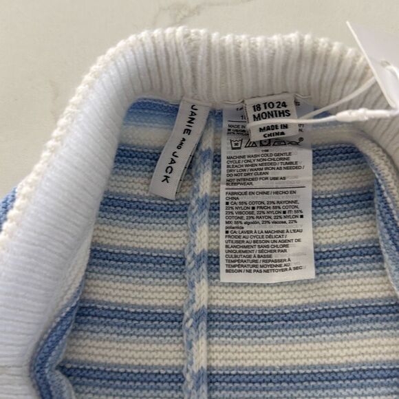 Janie and Jack Baby Striped Sweater Pant in Peek-A-Blue Stripe Size 18/24 Months - Picture 5 of 7
